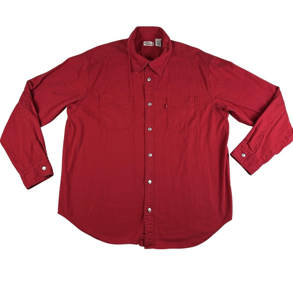 Vintage Levis Jeans Shirt Mens XL Twill Long Sleeve Button Front Two Pocket